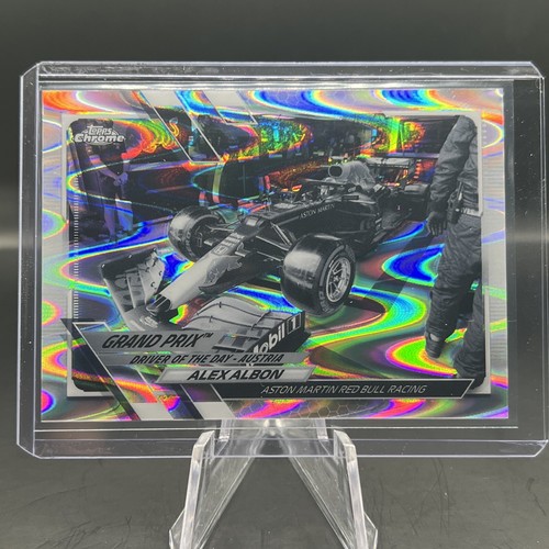 2021 Topps Chrome F1 - ALEX ALBON DRIVER OF THE DAY BLACK & WHITE RAY WAVE #170 - Picture 2 of 3
