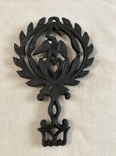 Vintage Iron Trivet Eagle Black Farmhouse Decor Foot Hot Pad Rustic Heart 