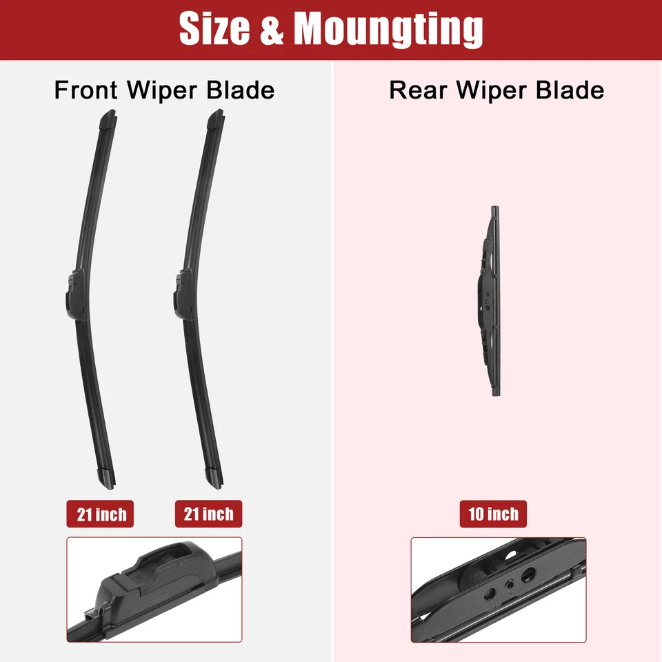 Limpiaparabrisas delantero trasero de 21" 21" 10" 3 piezas para Jeep Patriot 2007-2017 Foto 4 de 4