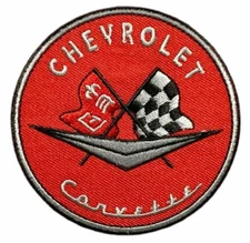 Corvette Racing Checker Flags Sports Cars Patch (Iron on Sew on 3.0 Inch - C5)