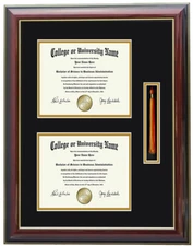 Double Diploma Frame with tassel MAHO/Blk  6x8,8x10,7x9,8.5x11,11x14,11x17,14x17