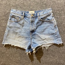 BDG Denim Shorts Womens 30 Light Blue A-Line Raw Hem Distressed Zipper Fly