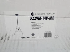 Designers Fountain Lakeview 1 Light Pendant, Black/Clear - D229M-14P-MB