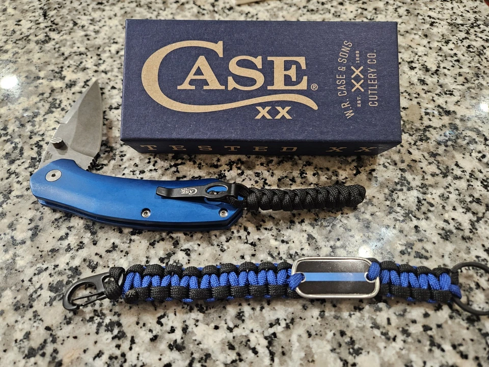 Case Westline Cuchillo Azul Llavero Cuchillo de Bolsillo Cordón Policía Seguridad EDC Foto 2 de 4