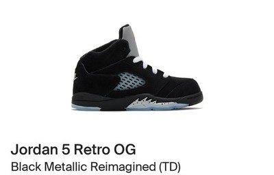 Size - 3C Air Jordan 5 Retro OG Black Metallic Reimagined TD | eBay