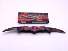 Flying Skull Bat Tactical Folding Knife Dual Blade Spring Assisted Red SK6624-RD