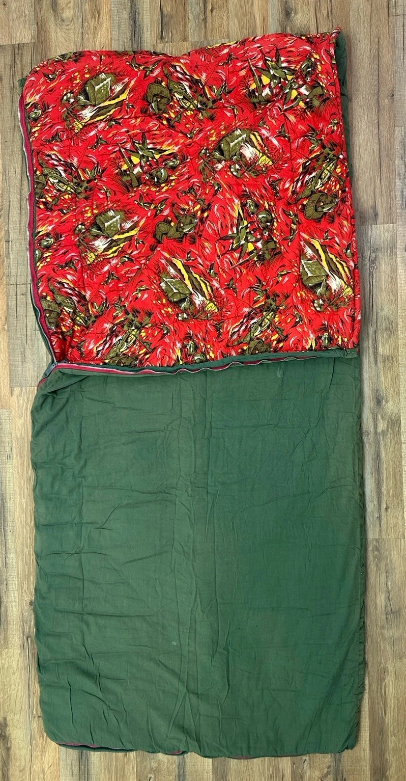 Vintage Birds Hunting Sleeping Bag Flannel Lined Camping Outdoors 32” x 67”