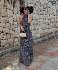 Zara Polka Dot Halter Mash Dress Black And White Size M Ref 5039/227