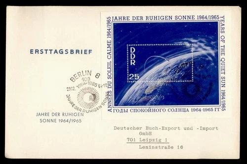 DR WHO 1965 GERMANY DDR FDC SPACE QUIET SUN S/S R49296