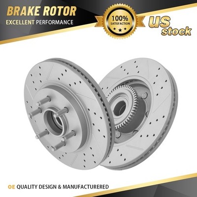 Front Drilled Disc Brake Rotors For Ford F150 2004-2008 2 Wheel Drive 6 Stud