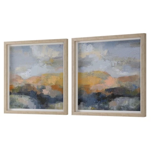 Uttermost 32342 Dusk 37" x 37" Framed Sunset and Sky Drawing - Blue - Picture 3 of 5