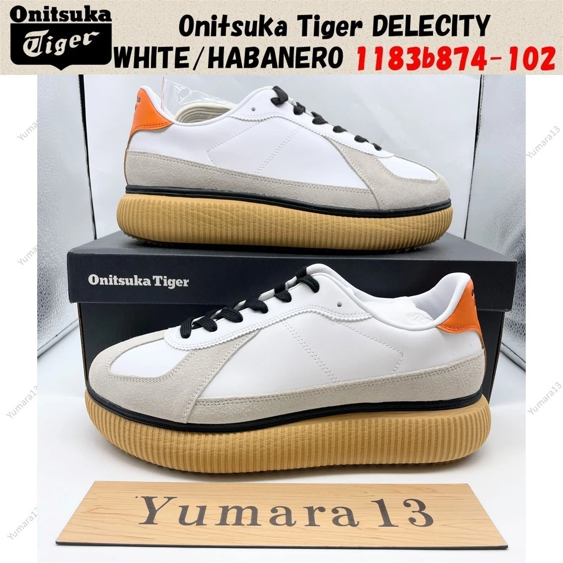 Onitsuka Tiger DELECITY WHITE/HABANERO 1183b874-102 Unisex Size