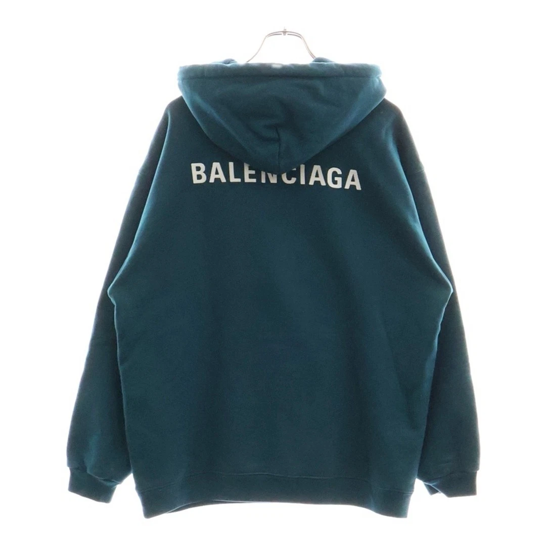 Felpa pullover con cappuccio BALENCIAGA 21AW ricamata logo posteriore blu usata 0a82f