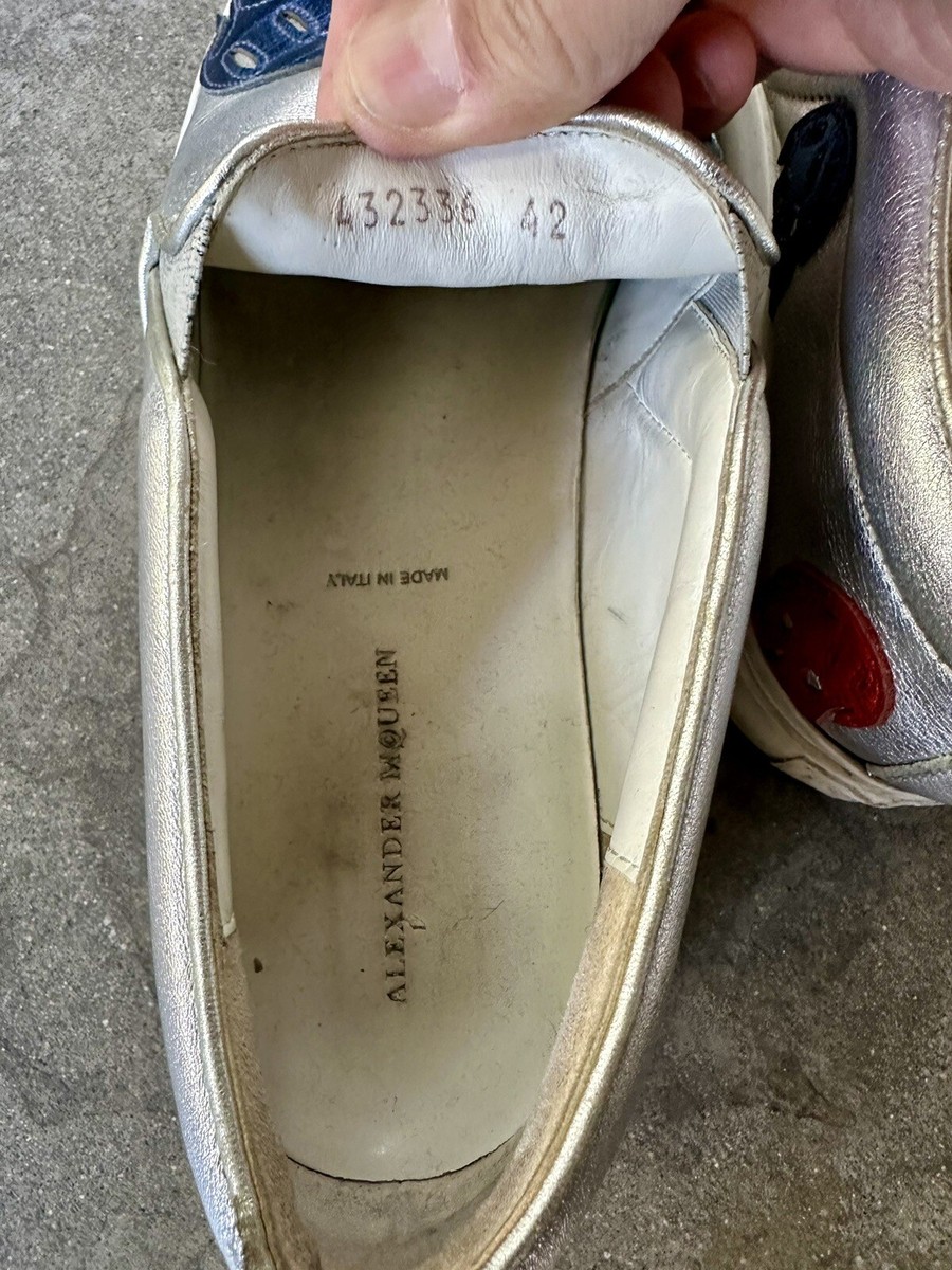 Men's ALEXANDER MCQUEEN Silver Multi Color Skulls Slip Ons