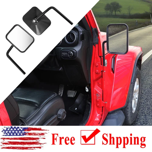 2x Door off Mirror Mirrors Square Sport For Wrangler JL JK JT 4XE 07-18 2/4 Door