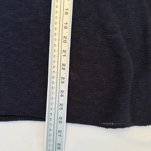 EILEEN FISHER LINEN BLEND OPEN KNIT TOP WOMENS L NAVY BLUE SHEER CAP SLEEVE 40" - Picture 13 of 18