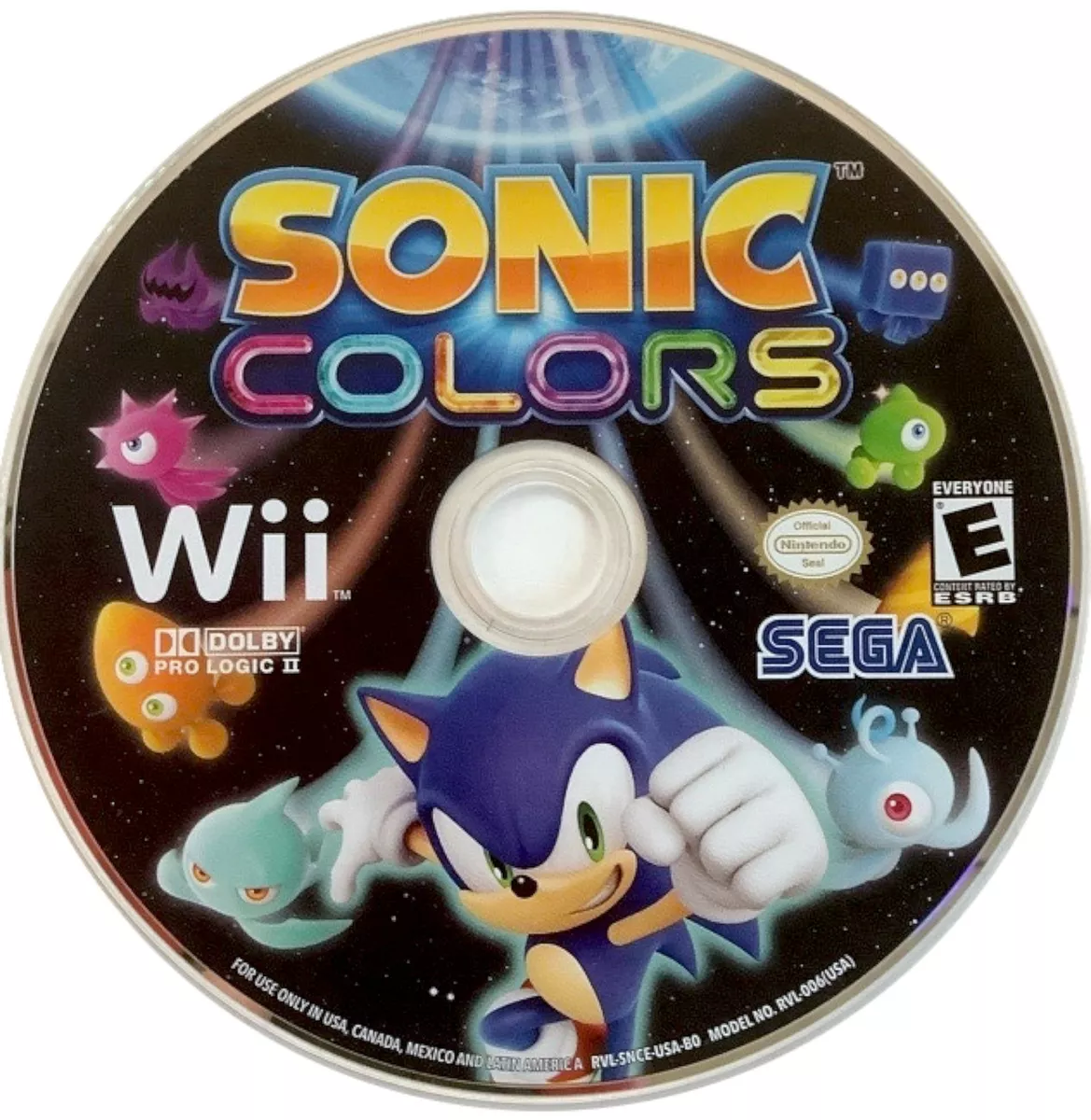 Sonic Colors Nintendo Wii 2010 Vidoe Game DISC ONLY sega Dr. Eggman  platformer