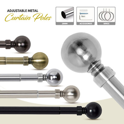 Robuste Metall Gardinenstangenstange 28 mm mit hochwertigen Enden, Ringen & Stangenbeschlägen