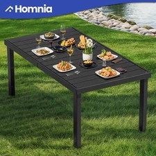 55" Patio Outdoor Dining Table for 4 to 6 People Anti Rust All Weather Black