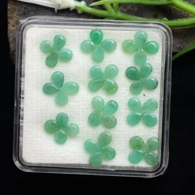 44 Pcs Natural Colombian Emerald 4mm 3mm Pear Cut Loose Gemstones Wholesale Lot - Image 1 of 4
