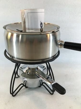 ROSHCO Stainless Steel Fondue Set Missing Forks & Ramekins