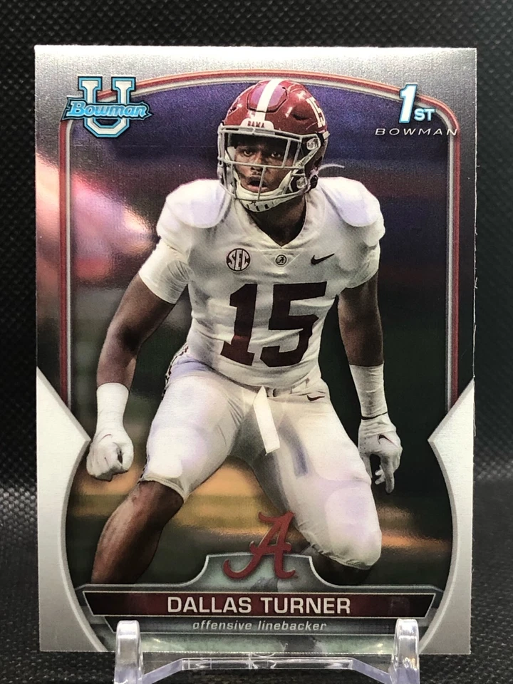 Dallas Turner 2022 Bowman University 1st Bowman Pink Refractor + Chrome Cards #6 - Image 4 of 4