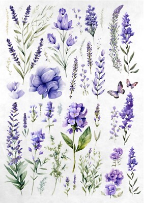 Reispapier-Motiv Strohseide-Decoupage-Vintage-Lavendel-Lavender-200054