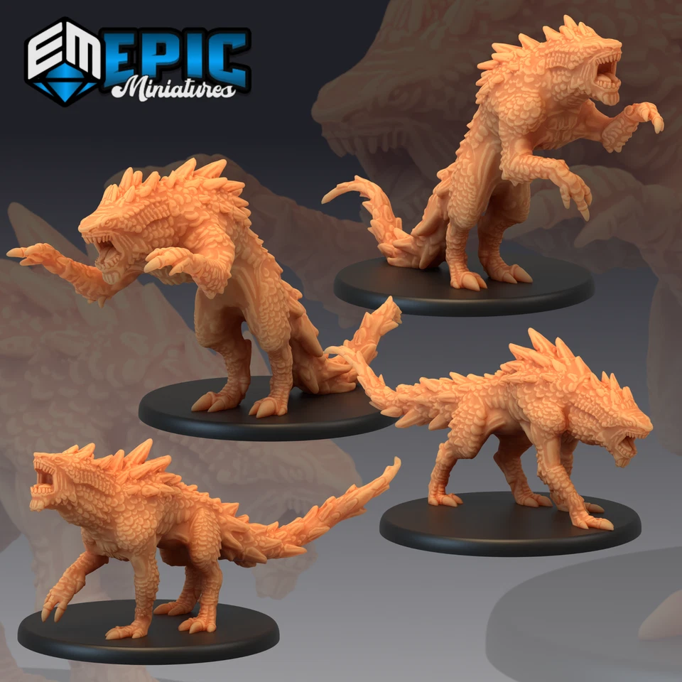 LANDSHARK, Dungeons and Dragons Miniatures, Fantasy D&D Wolves, Epic Miniatures