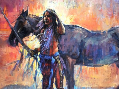 native american shaman southwest indian oil scottsdale painting