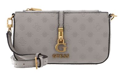 GUESS G James Logo Mini Double Zip Crossbody Bag Umhängetasche Tasche Taupe Logo