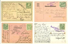AUSTRIA -1916 ca. 12 x PPC / CARD - - K.u.K. FELDPOST -CENSORS DESTINATION-F/VF 