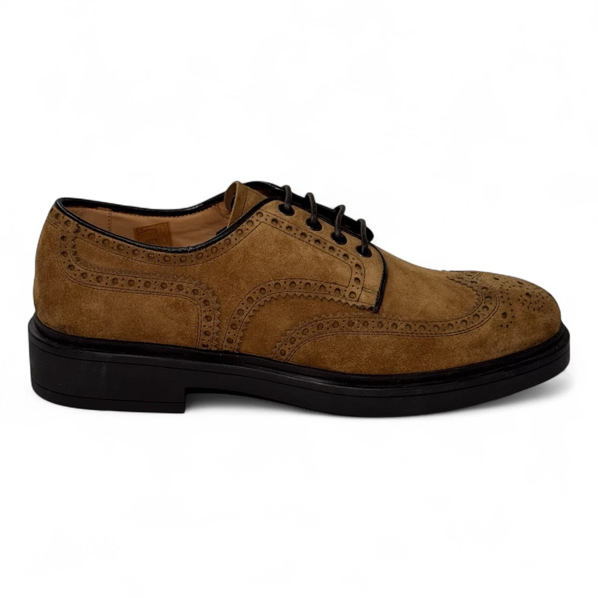 Fabio De Luca Derby Shoes Leather Nubuck Brown Vera Pelle Vero Cuoio Mens 9.5 Full-brogue men main image 4