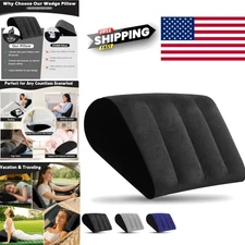 Foldable Inflatable Wedge Pillow for Camping and Travel Lightweight Design Black