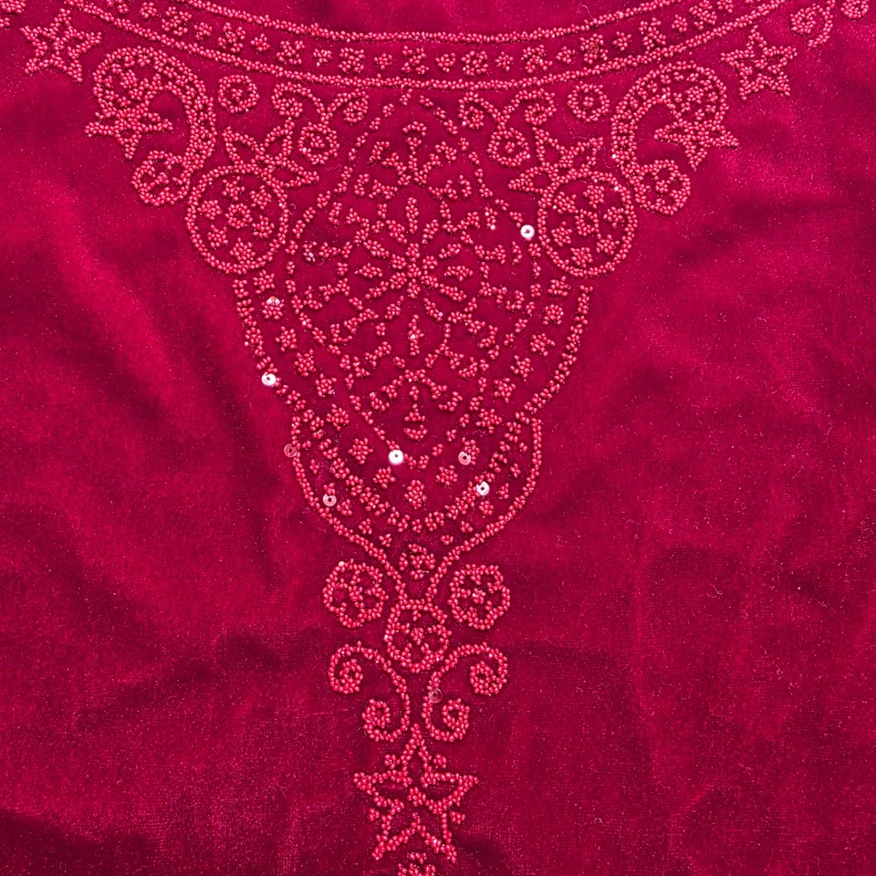 I.N. Camiseta sin mangas Studio para mujer color rojo rubí terciopelo con cuentas fiesta navideña hecha en EE. UU. - XL Foto 3 de 4