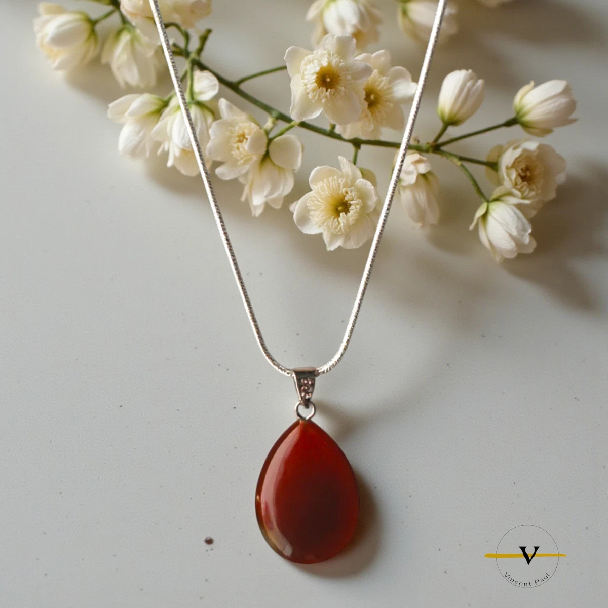 Agata di muschio e ciondolo di quarzo rosa Argento Sterling