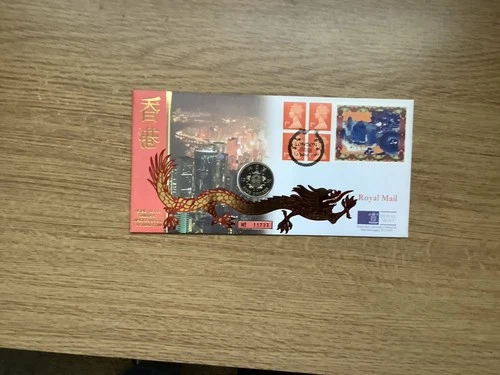 1997 HONG KONG FIRST DAY COVER FDC WITH FIVE 5 DOLLAR COIN #11733