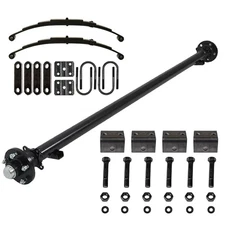 3500 lb Trailer Axle Kit 61" HF - 46" Spring w/5 on 4.5", 4 Leaf Spring & Hanger