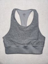 ALO YOGA Alosoft Serenity Racerback Active Gym Sports Bra Size Medium Gray