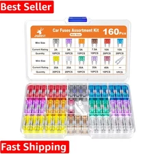Comprehensive 160-Pcs Color-Coded Fuse Assortment Kit with Auto Fuse Puller