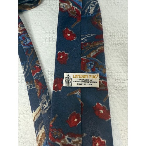 London Fog Necktie Floral Abstract Pattern Silk Blend Men's Tie - Picture 2 of 3