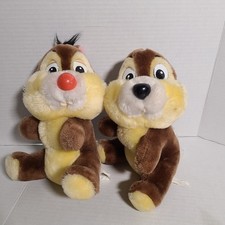 Vtg Disneyland Disney Lot 2 Chip Dale 9 Chipmunks Plush Dolls Red Black Noses