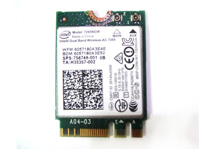 Intel Dual Band Wireless AC 7265NGW NGFF M.2 WLAN WiFi Card BT4.0 802.11ac