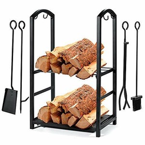 Syntrific Fireplace Log Rack With 4 Fireplace Tools Fireplace Log