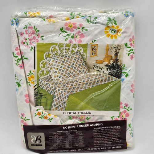 Vintage Lätzchen Blumen Rankgitter 54 x 75" Einheitsgröße unten Spannbetttuch - Neu aus altem Lagerbestand - Bild 4 von 7