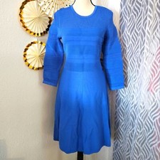 NWT Vince Camuto | Cornflower Blue Pointelle Fit and Flare Knit Dress | Size L