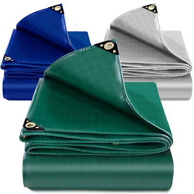 ROTFUCHS Premium Abdeckplane mit Ösen 680g/m² PVC LKW Plane Gewebeplane Reißfest