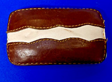 Retro Simple Plain Brown  White Leather Stitched Vintage Belt Buckle