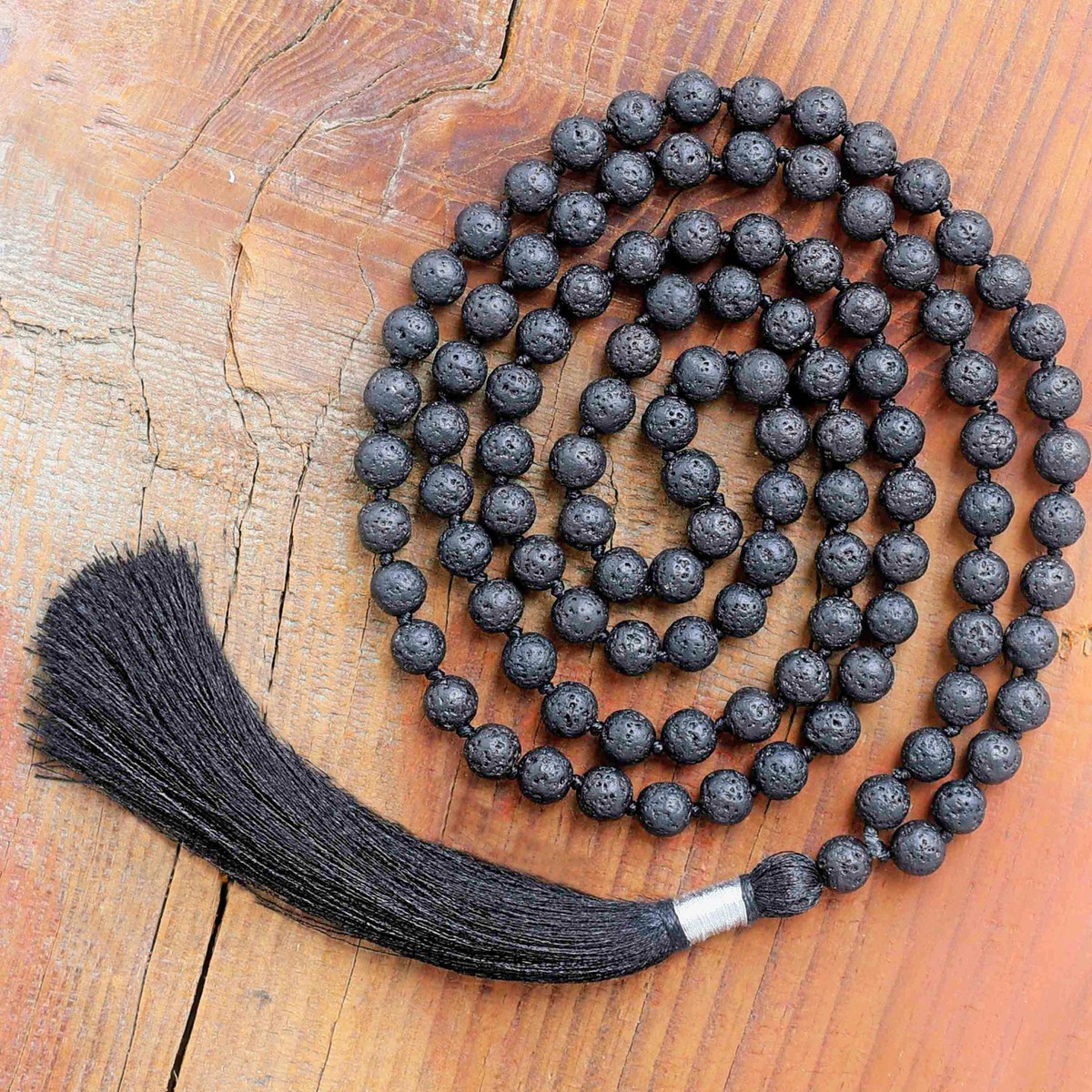 Inner Peace Mala 8MM, Lava Mala, Hand-Knotted Mala, Lava Necklace