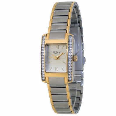 REGENT Uhr 7794.41.93 klassische Damen Armbanduhr bicolor silber + gold-farbig