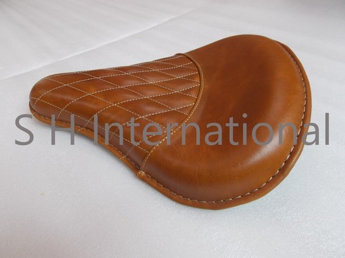 Fit For Royal Enfield Bullet Standard 350 500 Front Seat Brown Tan Leather - Picture 7 of 12